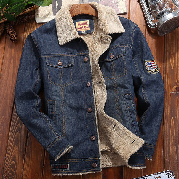 Men's Thermo-Jeans-Trucker Jacket with Teddy Lining and Sherpa-like Interior Mune Fashion