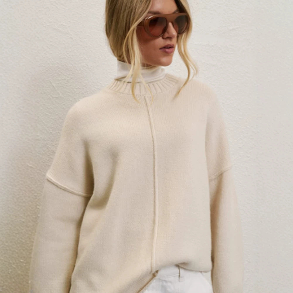 Women Oversized Turtleneck Sweater with Concealed Center Seam Mune Fashion