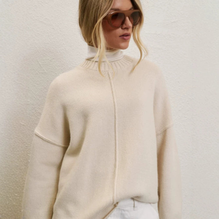 Women Oversized Turtleneck Sweater with Concealed Center Seam Mune Fashion