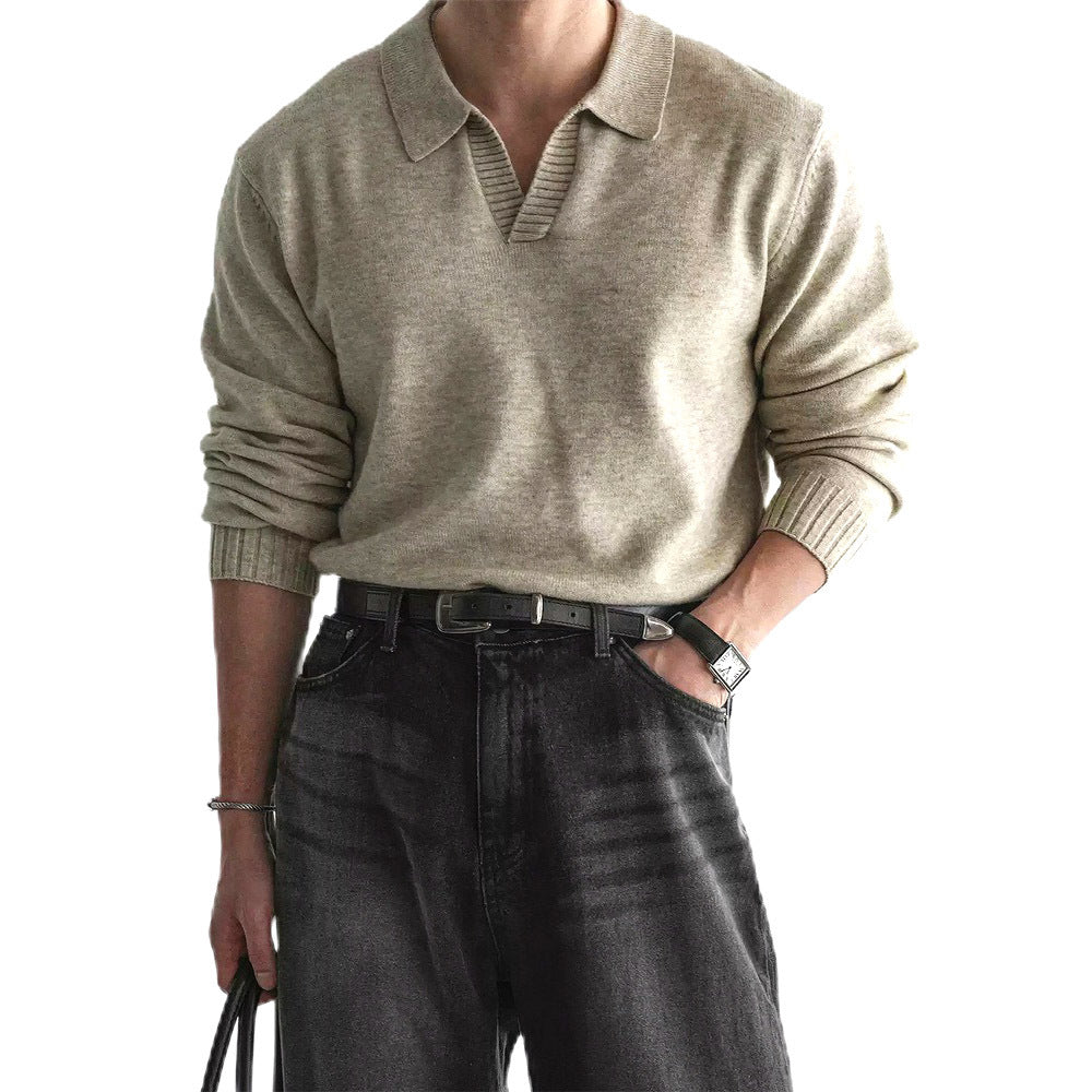 Men's Fashionable Chunky Knit Sweater with Stand-up Collar Mune Fashion
