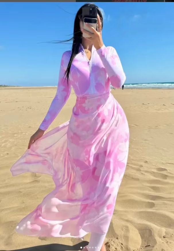 Women’s beach dress with zipper and long sleeves Mune Fashion