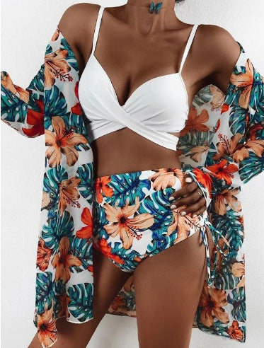 Women's Two-Piece Bikini Set with Floral Wrap Mune Fashion