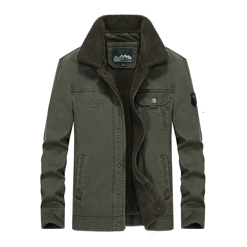 Men's padded Sherpa-canvas field jacket with teddy lining and thermal insulation Mune Fashion