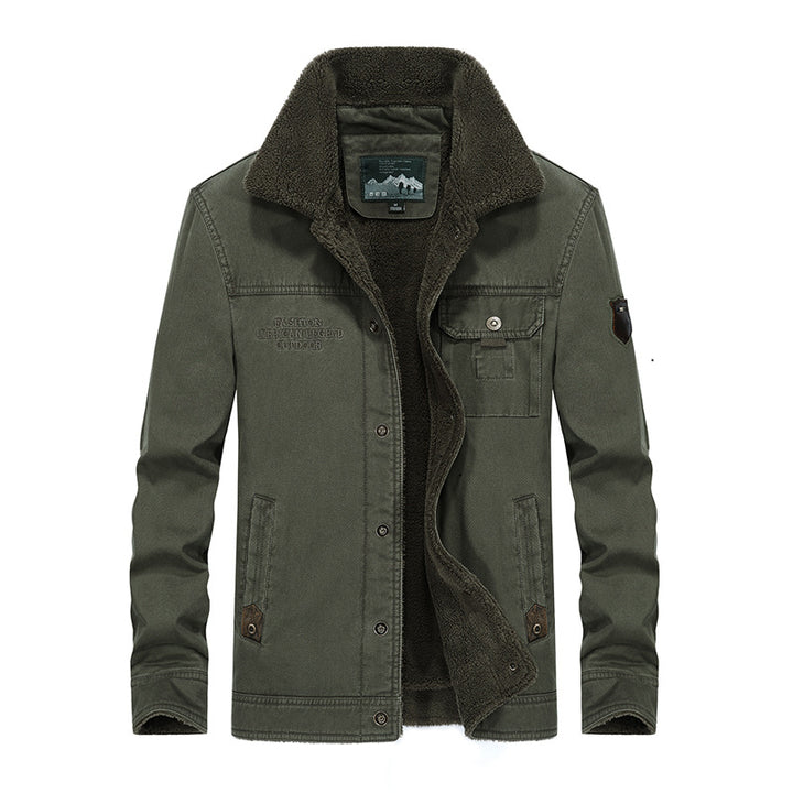Men's padded Sherpa-canvas field jacket with teddy lining and thermal insulation Mune Fashion