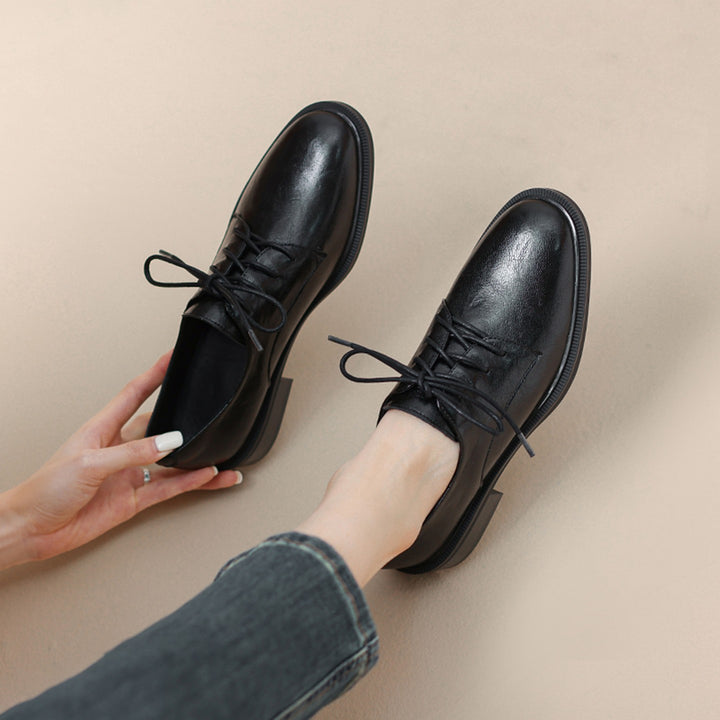 Women's Classic Leather Lace-Up Shoes Mune Fashion