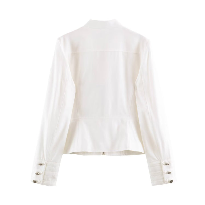 Ladies tailored field jacket in marshal style with stand-up collar and decorative buttons Mune Fashion