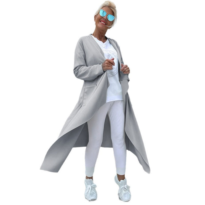 Women's Long Flowing Long Cardigan with Waterfall Hem and Pockets Mune Fashion
