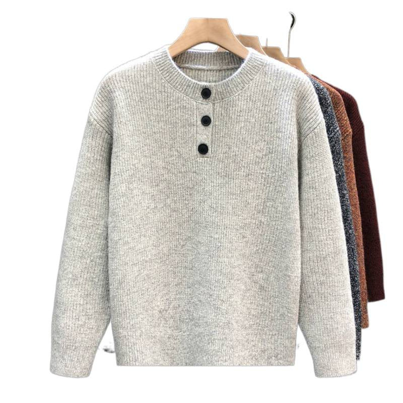 Men's Comfortable Ribbed Half-Button Sweater with Crew Neck and Casual Fit Mune Fashion