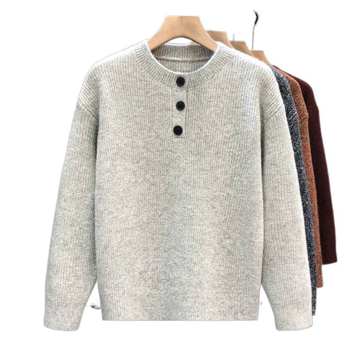 Men's Comfortable Ribbed Half-Button Sweater with Crew Neck and Casual Fit Mune Fashion