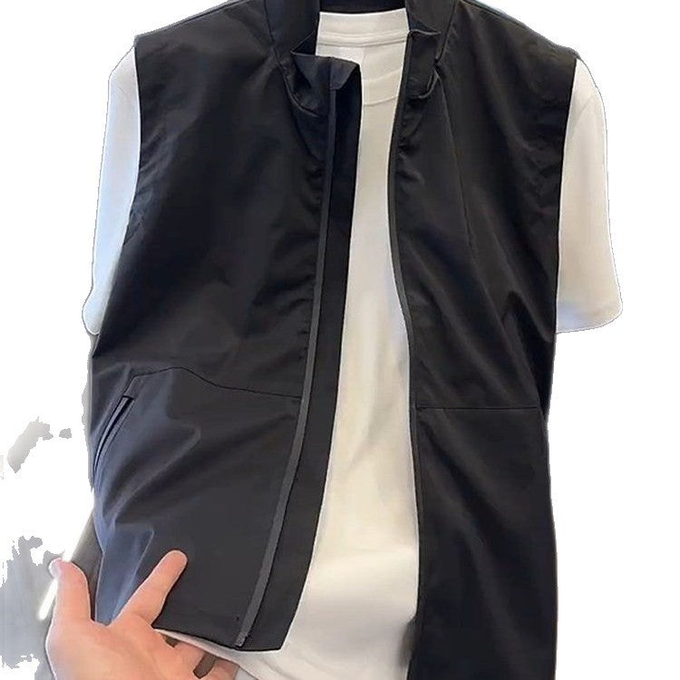 Men's Sleeveless Lightweight Wind and Water Resistant Stand Collar Vest Mune Fashion