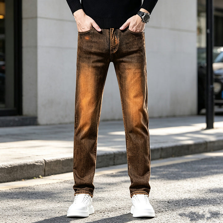 Men's Slim-Fit Jeans with Fashionable Used-Look Mune Fashion