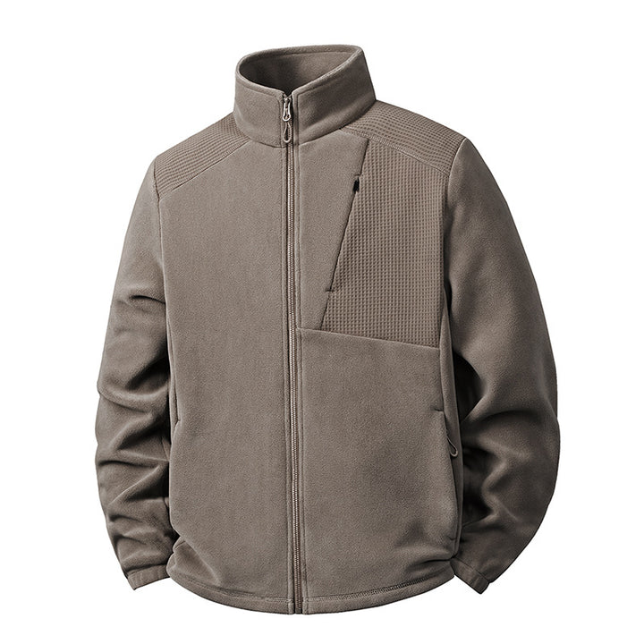 Men's fleece jacket with stand-up collar and reinforced shoulder panels Mune Fashion