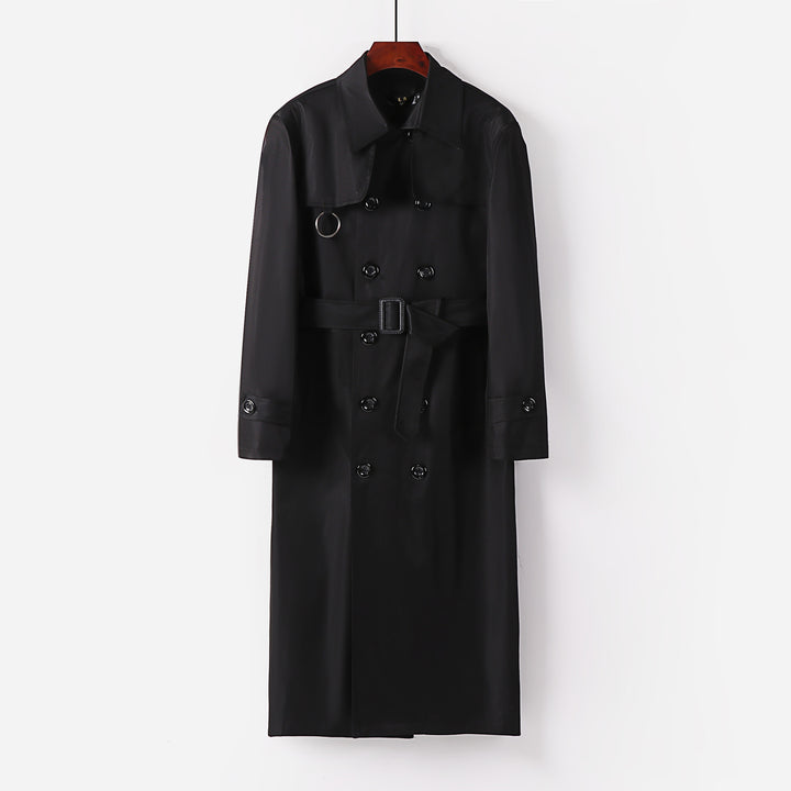 Men's Double-Breasted Lightweight Trench Coat with Waist Belt Mune Fashion