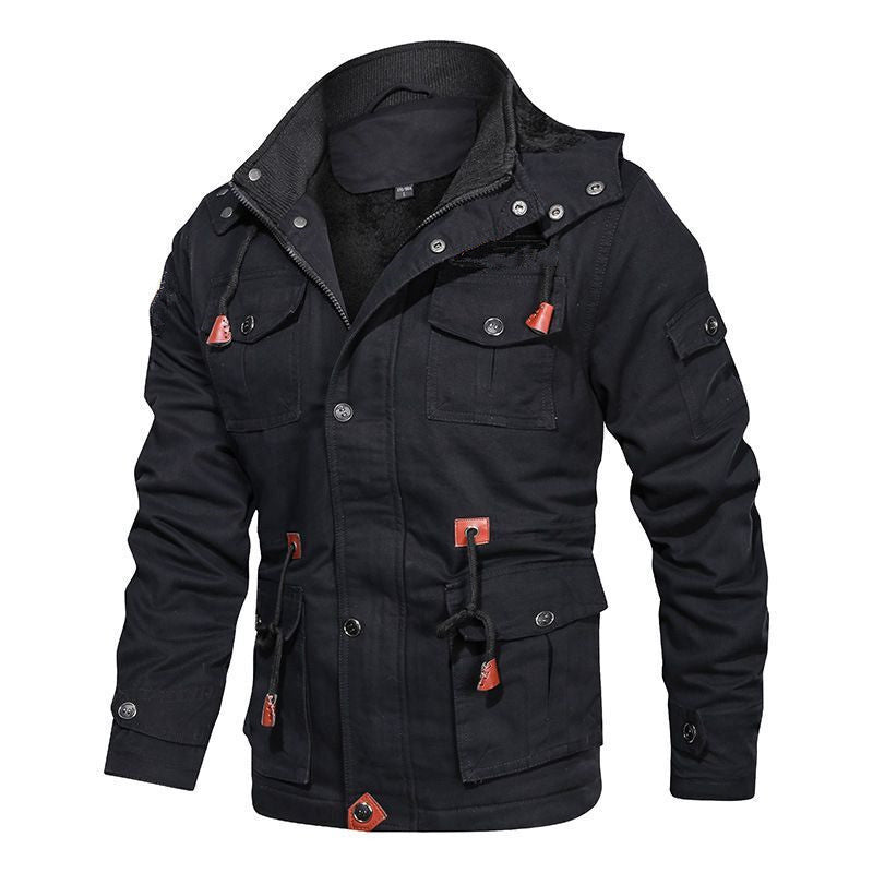 Men's canvas field jacket with teddy lining, hood and multifunction pockets Mune Fashion
