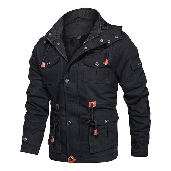 Men's canvas field jacket with teddy lining, hood and multifunction pockets Mune Fashion