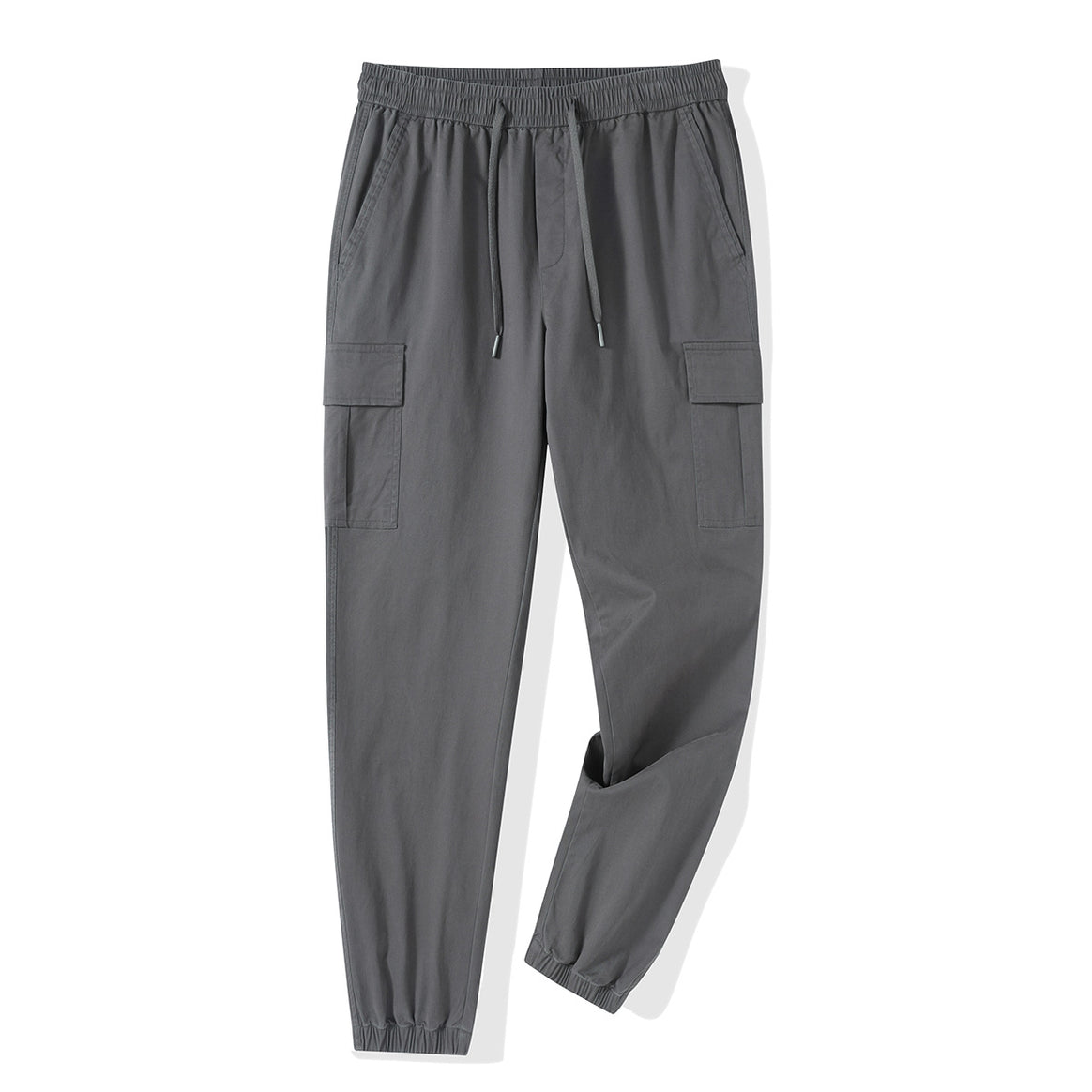 Men Tapered Cargo-Jogger Pants with Drawstring Waist, Flap Pockets and Elastic Ankle Cuffs Mune Fashion