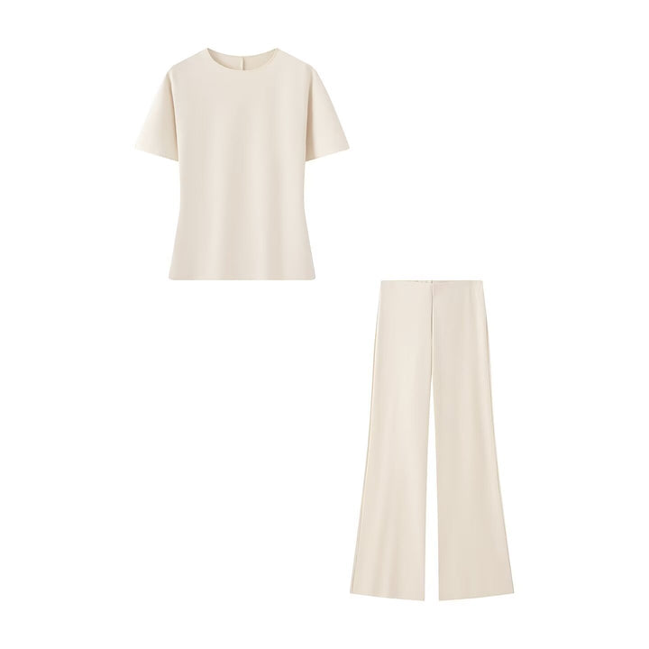 Ladies Wide Satin Pants with High Waist and Flowing Wide-Leg Silhouette Mune Fashion
