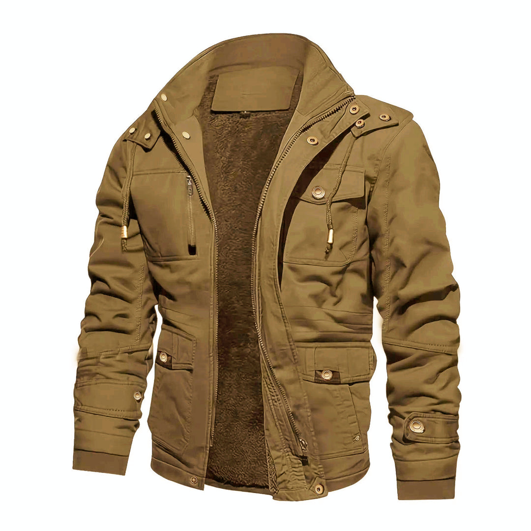 Men's thermal field jacket with teddy lining, hood, and multiple pockets Mune Fashion