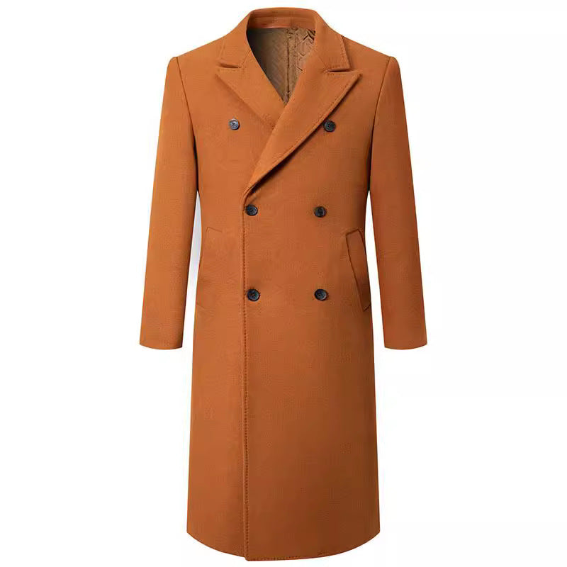 Men's double-breasted long wool coat with quilted lining Mune Fashion