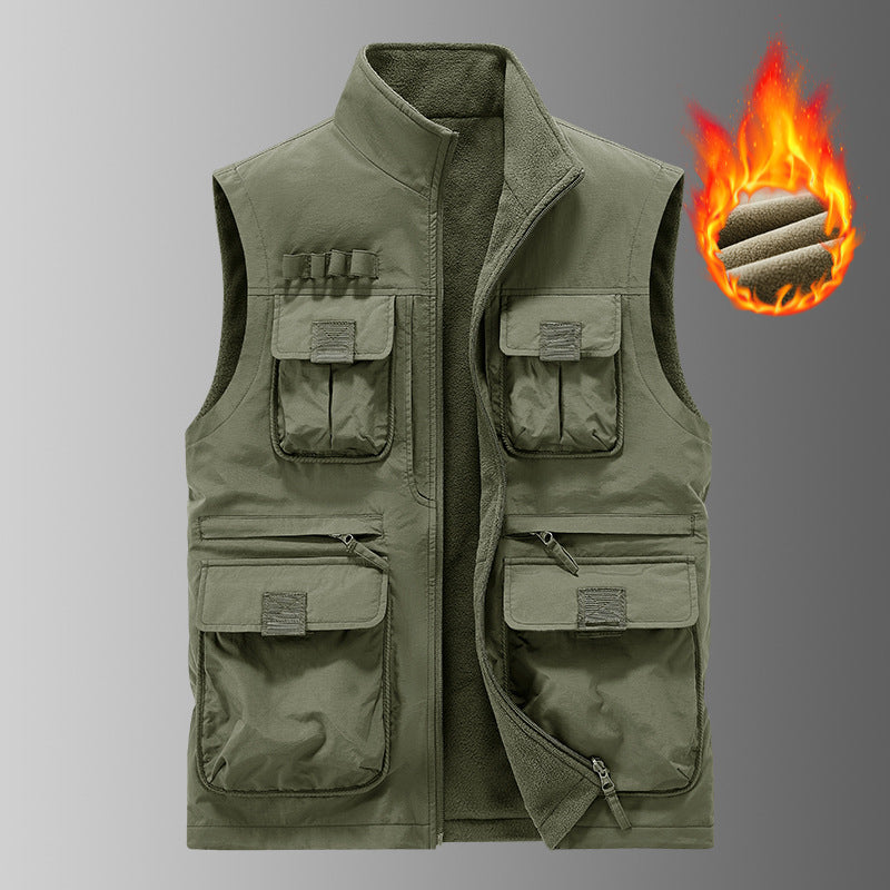 Men's Multi-functional Utility Vest with Fleece Lining & Multiple Pockets Mune Fashion