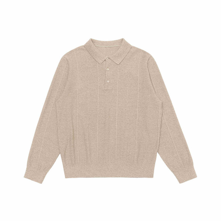 Unisex fine structure polo knitted sweater with shirt collar and ribbed hem Mune Fashion