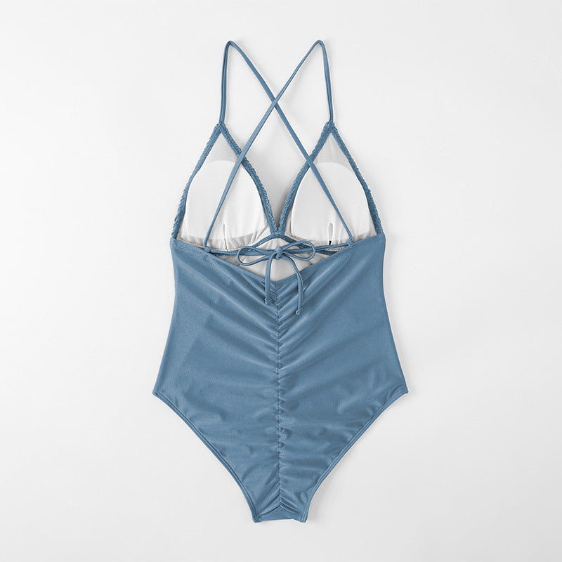 Women One-Piece Swimsuit with Sophisticated Cut and Elegant Ruffle Design Mune Fashion