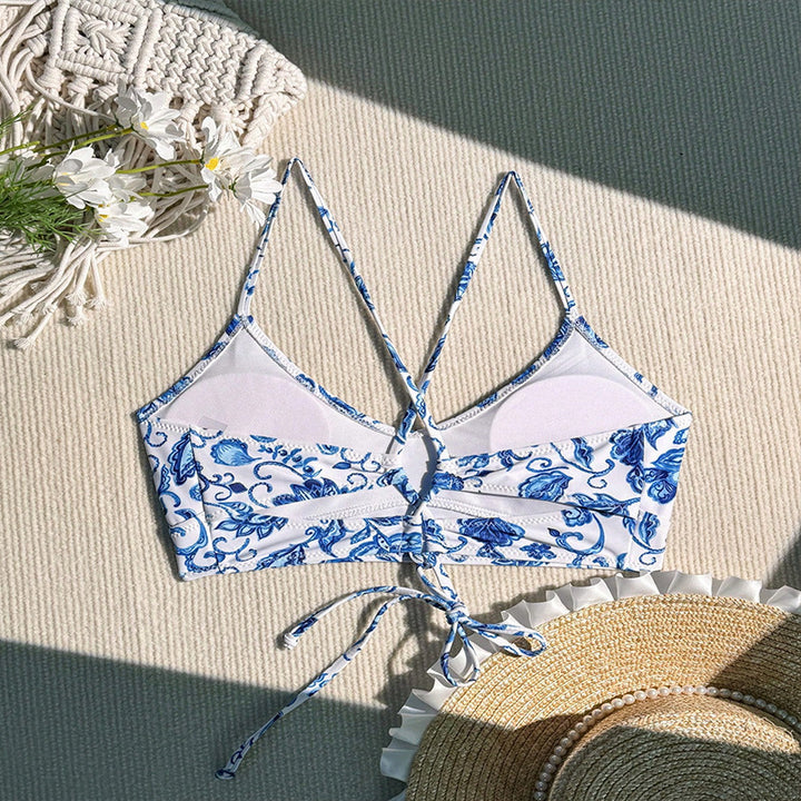 Women’s Triangle Bikini Top with Luxurious Floral Design Mune Fashion
