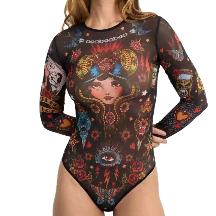 Women's Long Sleeve Swimsuit with Dynamic Tribal Pattern Mune Fashion