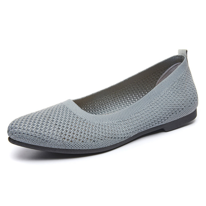 Ladies' breathable knitted ballerina slippers with flexible non-slip EVA sole Mune Fashion