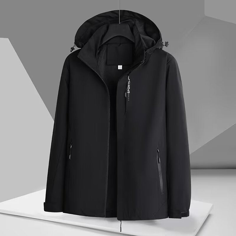Men's Wind and Water-Resistant Softshell Jacket with Hood, Breathable Membrane, and Concealed Zipper Mune Fashion
