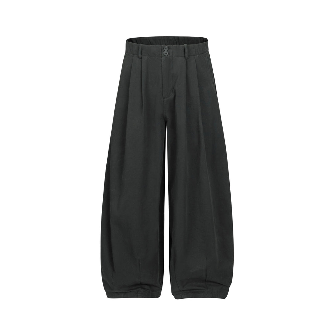 Women Wide Culotte Pants with High Waist, Pleats, and Elastic Ankle Closure Mune Fashion