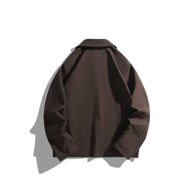 Men's Casual Worker Jacket in Boxy Cut with Concealed Snap Button Placket and Slanted Pockets Mune Fashion