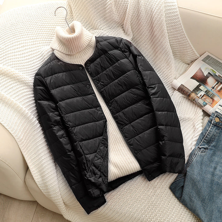 Women Ultra-Lightweight Quilted Jacket without Collar, Packable Thermal Jacket for Travel and Everyday Mune Fashion