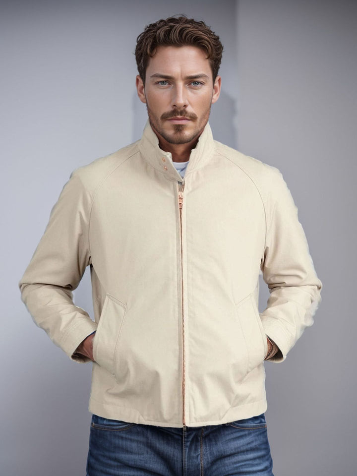 Men's Lightweight Bomber Jacket with Cord Collar and Zipper Mune Fashion