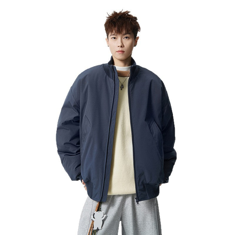Men's Oversized Bomber Jacket with Padded Filling and Ribbed Hem Mune Fashion