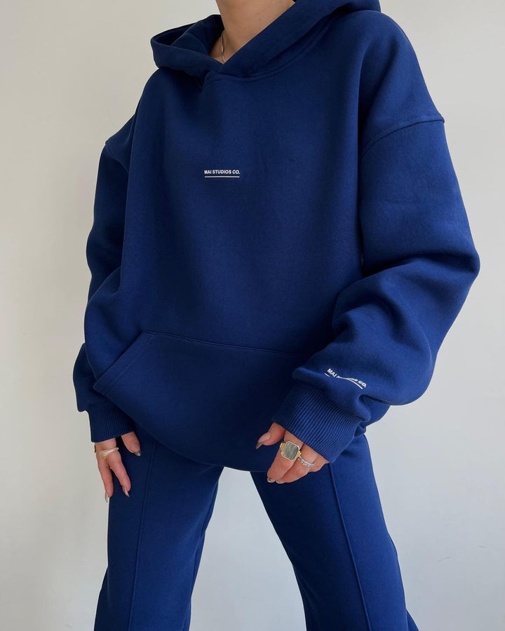 Women's Set Heavy French-Terry Oversize Hoodie with Kangaroo Pocket and Slim Joggers Mune Fashion