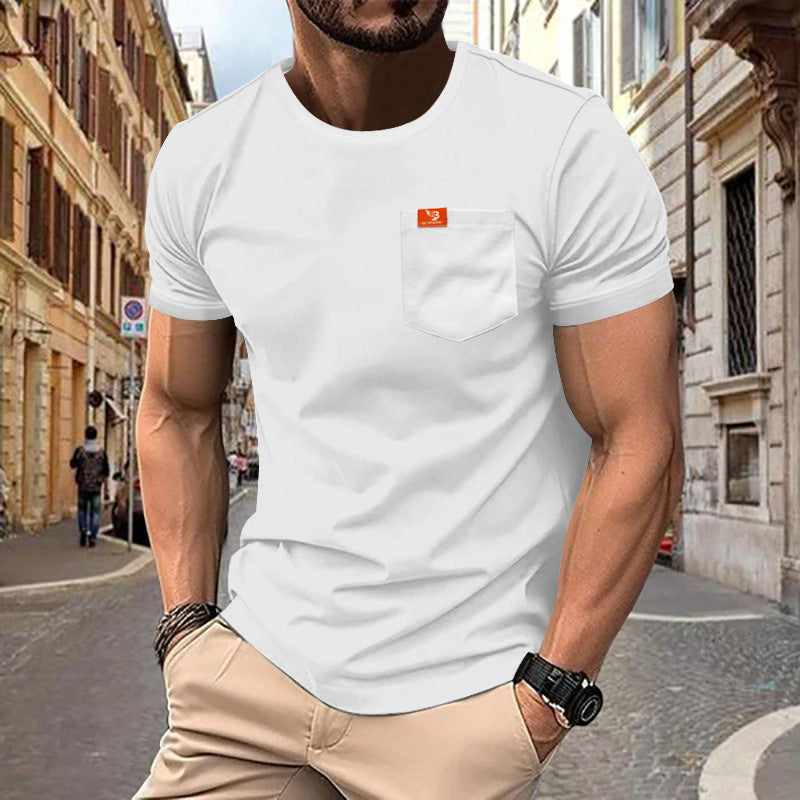 Men's round neck T-shirt with chest pocket and reinforced hem Mune Fashion