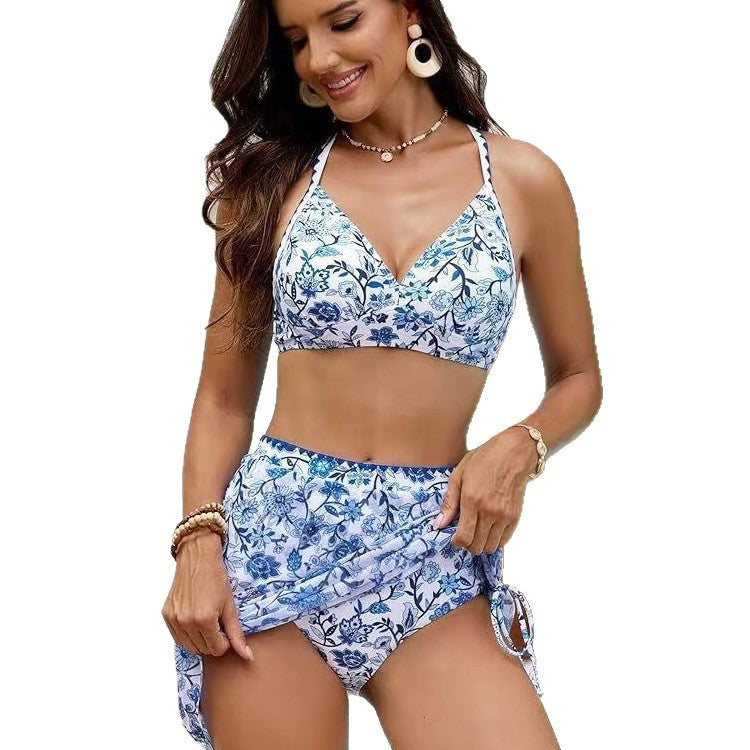 Women's bathing outfit with high waistband and trendy wrap skirt Mune Fashion