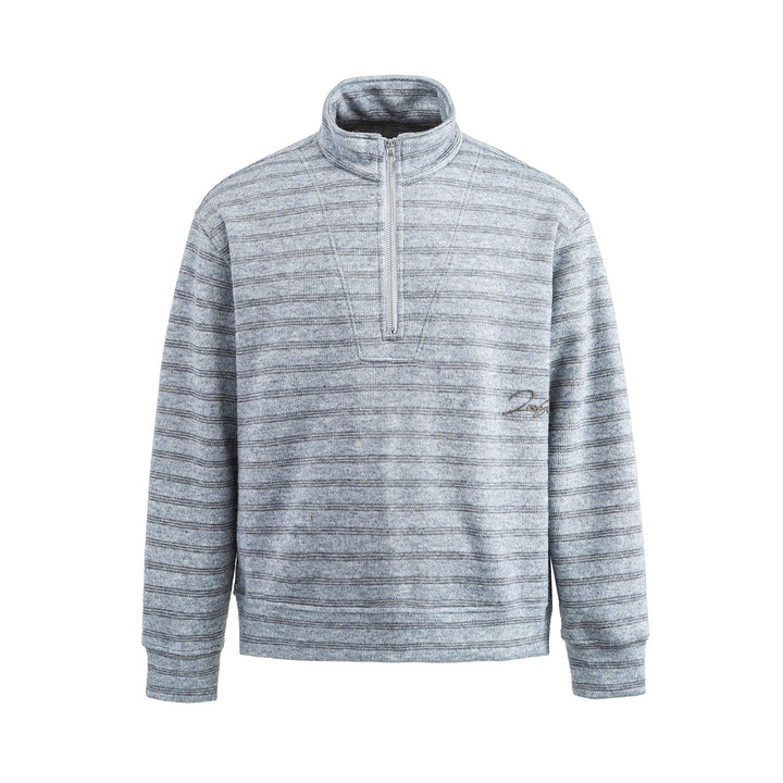 Men's Structured Half-Zip Knit Sweater with Stand Collar Mune Fashion
