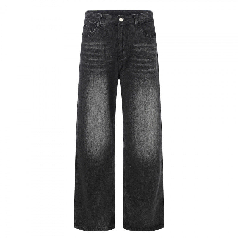 Ladies High-Cut Wide Denim Jeans with Wide Leg and Vintage Wash Mune Fashion