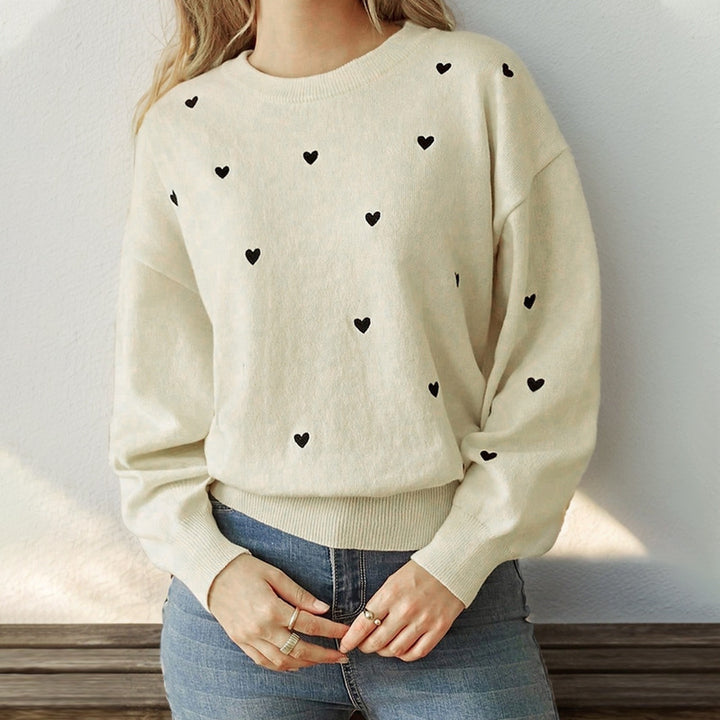 Women's Playful Sweater with Heart Pattern Mune Fashion