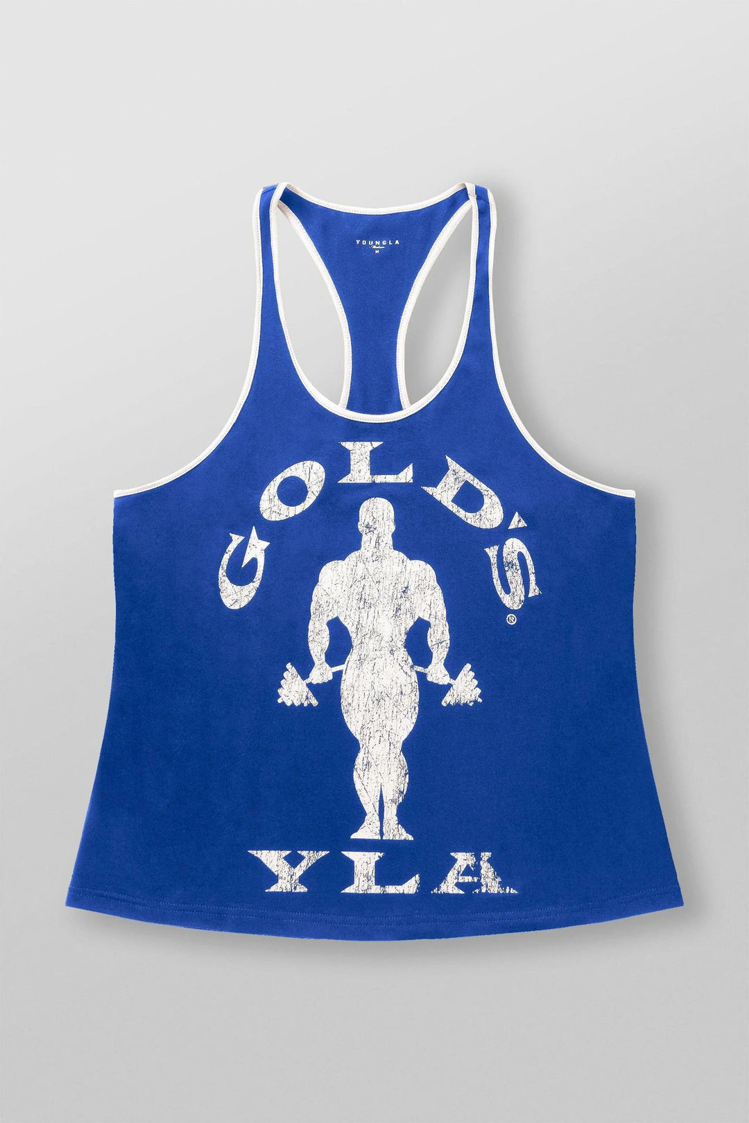 Men's nan athletic Stringer tank top backless cut with contrast piping and strength sports motif Mune Fashion
