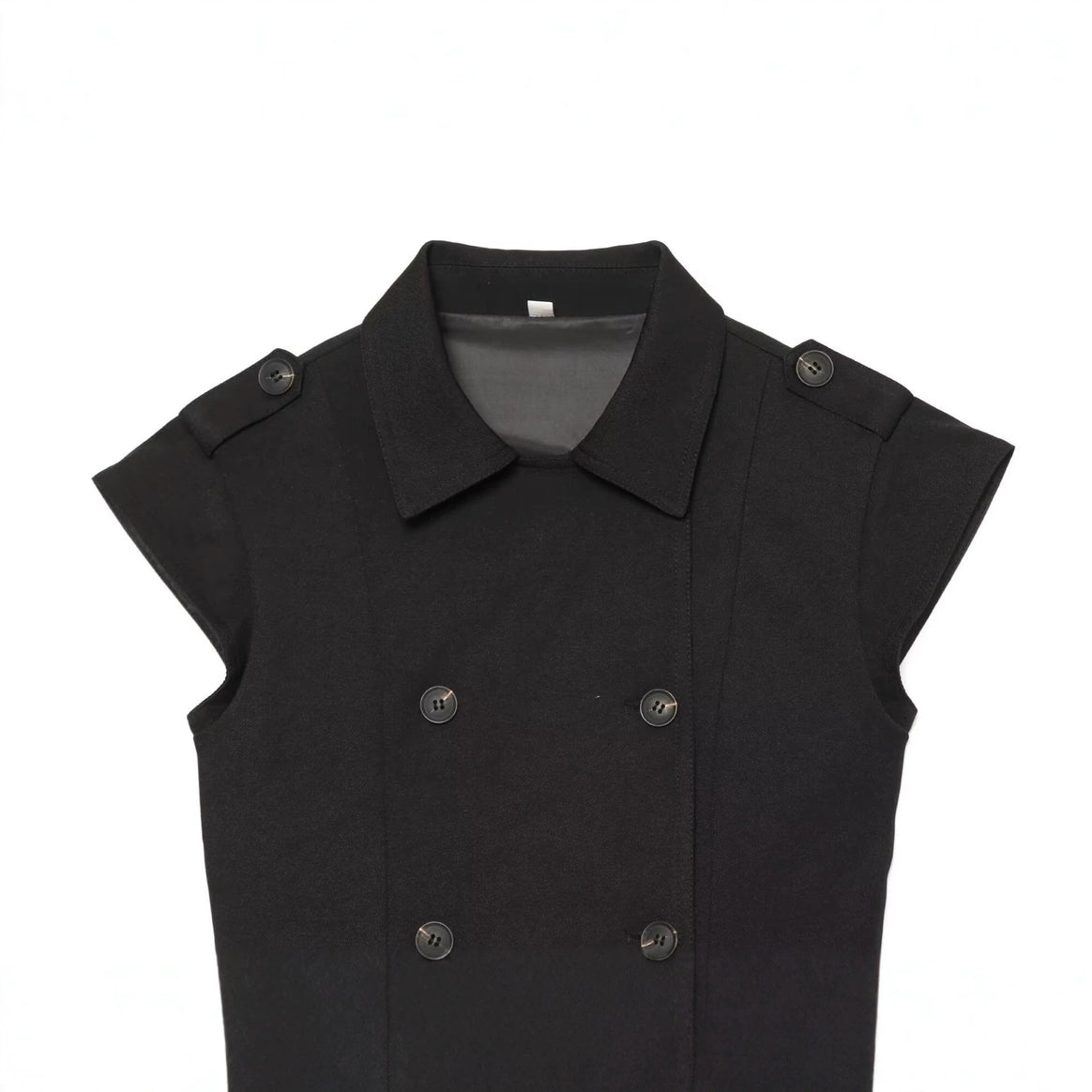 Women's Sleeveless Trench Vest with Double Breasted and Epaulettes Mune Fashion