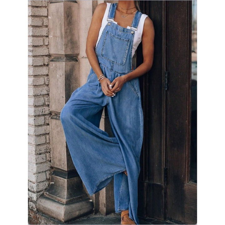 Ladies Wide Denim Overall in Palazzo Style Mune Fashion