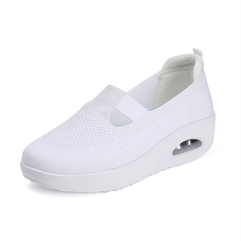 Women's nan comfort slip-on with visible air-cushion wedge sole breathable knit and elastic V-insert Mune Fashion