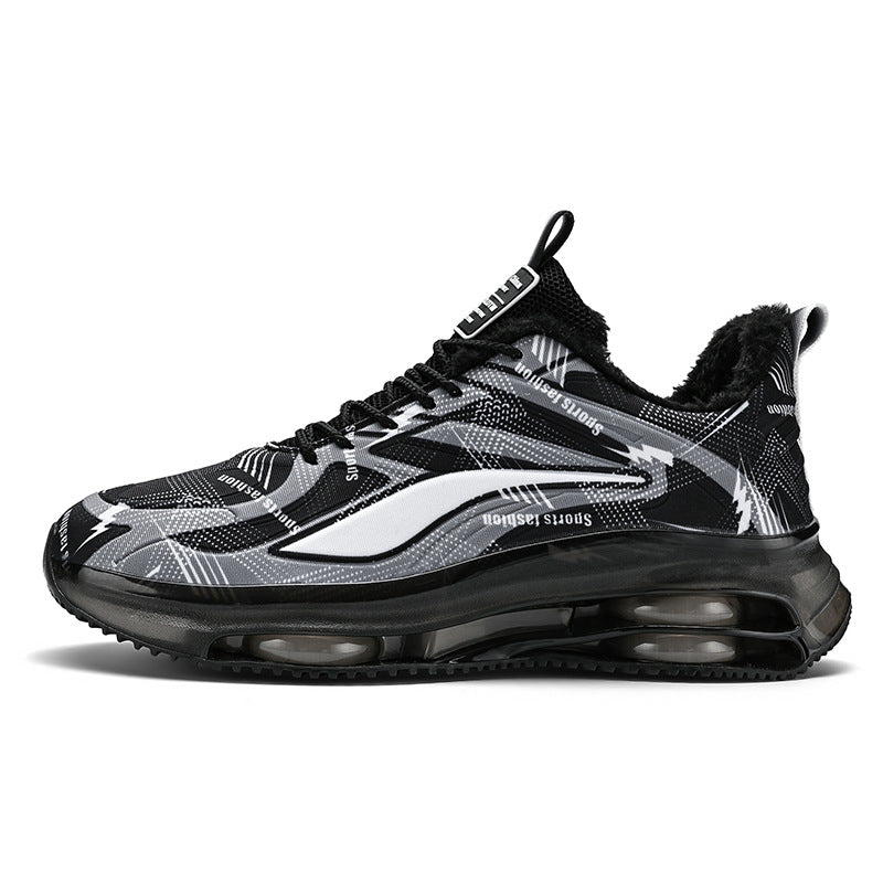 Men's Sporty Air Cushion Sneakers with Graphic Print and Padded Shaft Mune Fashion