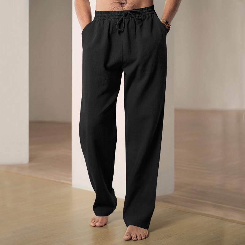 Men's comfortable linen lounge pants with extra wide leg, adjustable drawstring waistband, and breathable summer quality Mune Fashion