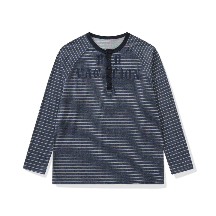 Men's Long Sleeve Henley with Raglan Sleeves and Button Placket Mune Fashion