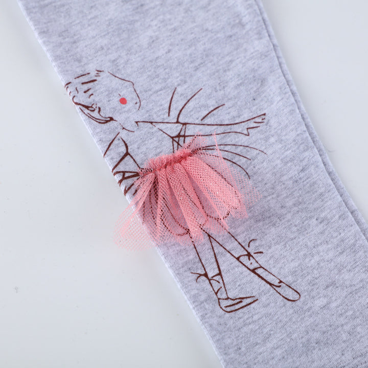 Girls leggings with cute ballet tulle appliqué Mune Fashion