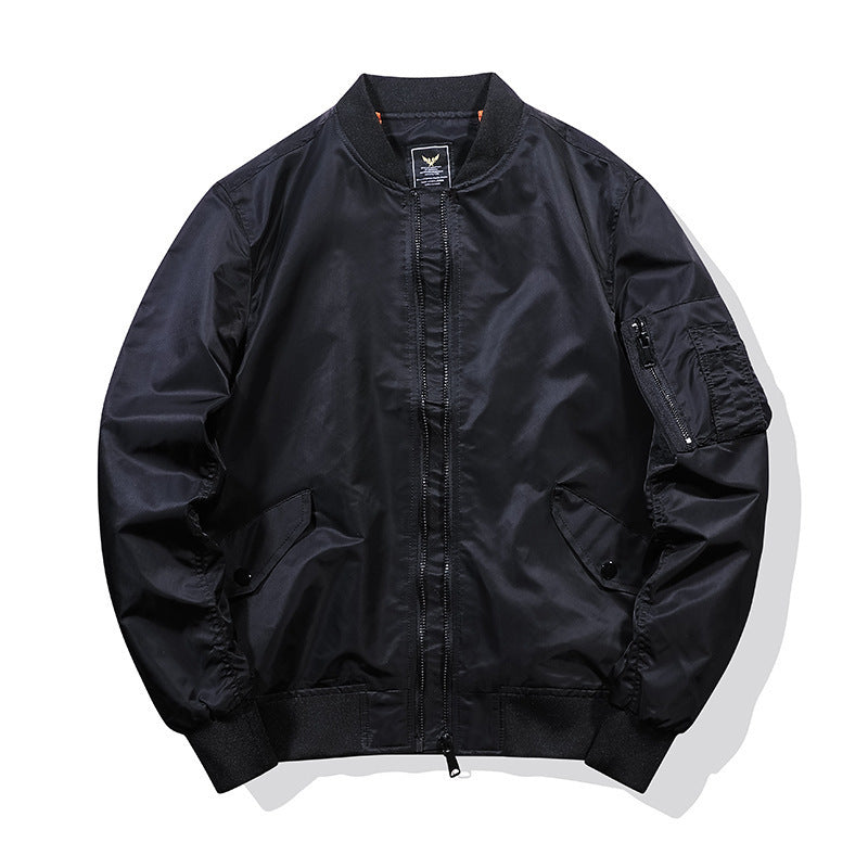 Men's Pilot Bomber Jacket in Nylon Finish with Sleeve Organizer and Ribbed Cuffs Mune Fashion